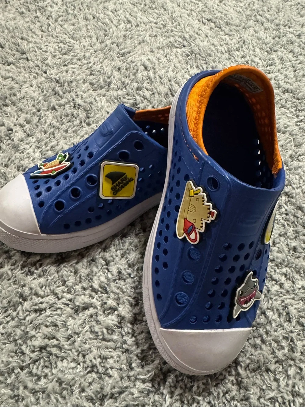 Skechers Guzman Steps Foamies Blue Orange Kids Slip-On Shoes Sz 11